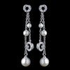 Silver Clear CZ & Diamond White Pearl Bridal Wedding Earrings 8766