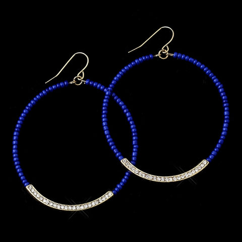 Gold Blue Bead Bridal Wedding Earrings 8817