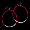 Gold Fuchsia Bead & Clear Rhinestone Hoop Bridal Wedding Earrings 8817