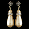 Silver Ivory Pearl & Rhinestone Dangle Bridal Wedding Earrings 8828