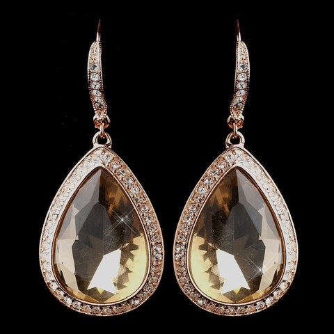 Rose Gold Topaz Bridal Wedding Earrings 8835