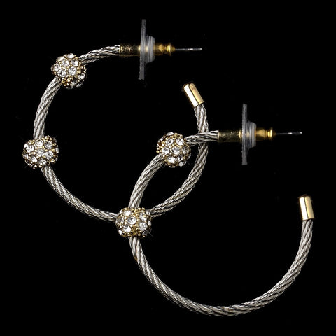 Rhodium Clear Rhinestone Hoop Bridal Wedding Earrings 8838