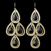 Gold Black Crystal Fashion Dangle Bridal Wedding Earrings 8839