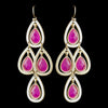 Gold Fuchsia Crystal Fashion Dangle Bridal Wedding Earrings 8839