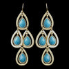 Gold Turquoise Crystal Fashion Dangle Bridal Wedding Earrings 8839
