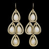 Gold White Crystal Fashion Dangle Bridal Wedding Earrings 8839