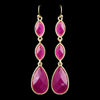 Gold Fuchsia Dangle Bridal Wedding Earrings 8840