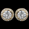 Gold Clear Mini Pave Round CZ Stud Bridal Wedding Earrings 8845