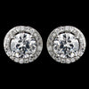 Rhodium Clear CZ Crystal Round Stud Bridal Wedding Earrings 8845