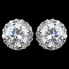 Rhodium Clear Mini Pave Round CZ Stud Bridal Wedding Earrings 8846