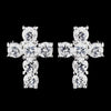 Antique Silver Clear CZ Crystal Bridal Wedding Earrings 8901