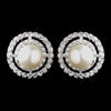 Antique Silver Ivory CZ Crystal Bridal Wedding Earrings 8902