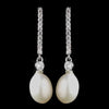 Antique Silver Diamond White Freshwater Pearl Necklace & Earrings Bridal Wedding Jewelry Set 8908