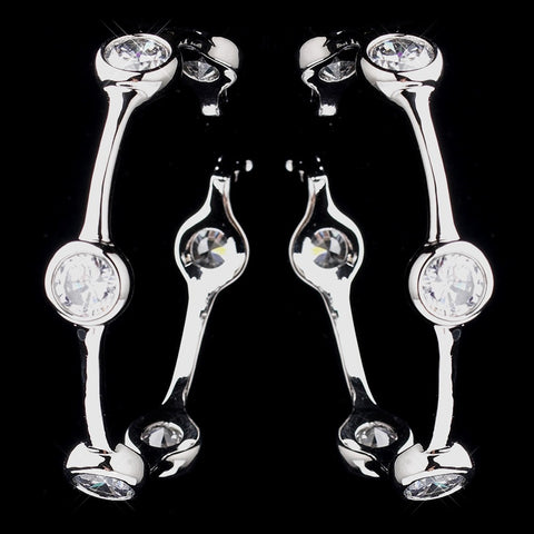 Antique Rhodium Silver Clear CZ Crystal Bridal Wedding Earrings 8914