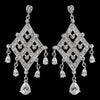 Antique Silver Clear CZ Crystal Bridal Wedding Earrings 8918