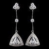 Antique Silver Clear CZ Crystal Bridal Wedding Earrings 8923