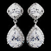 Antique Rhodium Silver Clear CZ Bridal Wedding Earrings 8924