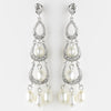 Antique Silver Freshwater Pearl & Clear CZ Crystal Bridal Wedding Earrings 8926
