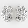 Antique Silver Clear CZ Crystal Bridal Wedding Earrings 8927
