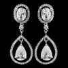 Antique Silver Clear CZ Crystal Bridal Wedding Earrings 8929