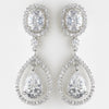 Antique Silver Clear CZ Crystal Bridal Wedding Earrings 8929