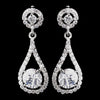 Antique Silver Clear CZ Crystal Bridal Wedding Earrings 8930