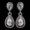 Antique Rhodium Silver Clear CZ Crystal Drop Bridal Wedding Earrings 8931