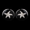 Matching Silver Black Enamel CZ Starfish Pendent & Earrings Bridal Wedding Jewelry Set 8940