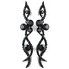 Antique Silver Black Rhinestone Dangle Bridal Wedding Earrings 8942