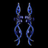 Antique Silver Blue Rhinestone Dangle Earring 8942