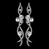 Antique Silver Clear Rhinestone Dangle Bridal Wedding Earrings 8942