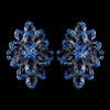 Hematite Navy Blue & Lt Blue Rhinestone Bridal Wedding Hair Clip On Bridal Wedding Earrings 8944