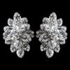 Antique Silver Clear Rhinestone Bridal Wedding Hair Clip On Bridal Wedding Earrings 8944