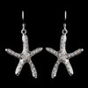 Charming Antique Silver Clear Starfish CZ Crystal Bridal Wedding Earrings 8973