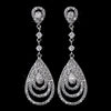 Antique Silver Clear CZ Crystal Drop Bridal Wedding Earrings 8977