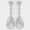 Antique Silver Clear CZ Crystal Drop Bridal Wedding Earrings 8977