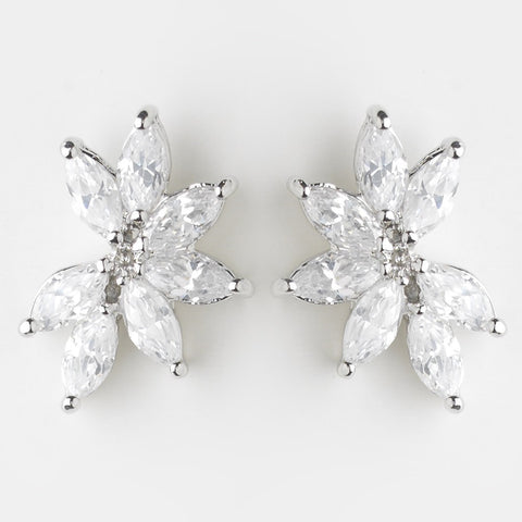 Silver Clear CZ Marquise Crystal Bridal Wedding Earrings 8992