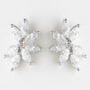 Silver Clear CZ Marquise Crystal Bridal Wedding Earrings 8992