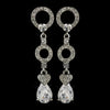 Antique Silver Clear CZ Crystal & Rhinestone Bridal Wedding Earrings 8999