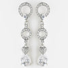Antique Silver Clear CZ Crystal & Rhinestone Bridal Wedding Earrings 8999