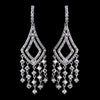 Antique Silver Clear CZ Crystal Chandelier Bridal Wedding Earrings 9002