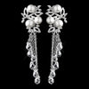 Silver White Pearl & Clear Crystal Bead Dangle Bridal Wedding Earrings 9004