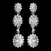 Antique Silver Clear Cubic Zirconia Triple Oval Drop Bridal Wedding Earrings 9044