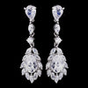 Beautiful Antique Silver Clear CZ Teardrop Bridal Wedding Earrings 9060