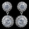 Antique Silver Clear Round CZ Crystal Bridal Wedding Necklace 9024 & Bridal Wedding Earrings 9115 Bridal Wedding Jewelry Set