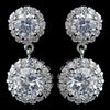 Antique Rhodium Silver CZ Crystal Drop Bridal Wedding Earrings 9115