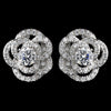 Rhodium Clear CZ Crystal Atomic Rose Stud Bridal Wedding Earrings 9206