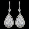 Rhodium Clear CZ Crystal Pear Teardrop Bridal Wedding Earrings 9207