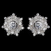 Rhodium Clear CZ Crystal Round Snowflake Stud Bridal Wedding Earrings 9209