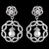 Rhodium Diamond White Pearl & CZ Drop Bridal Wedding Earrings 9218